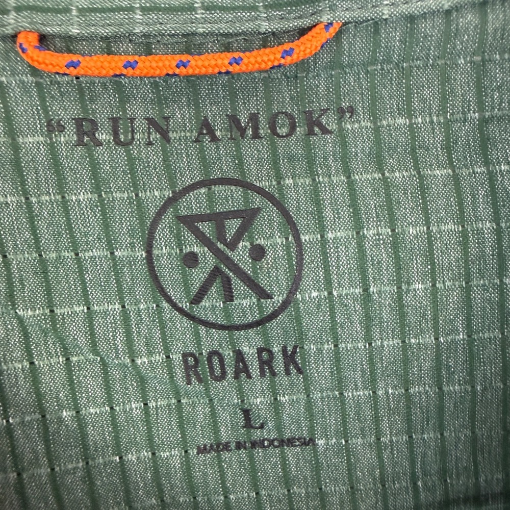 Roark Bless Up Trail Shirt Mens L Green Run Amok RW600 Short Sleeve Button Up - Picture 4 of 12
